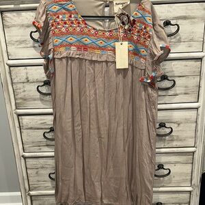 Savanna Jane Brown Mini Sundress with Flutter Sleeves